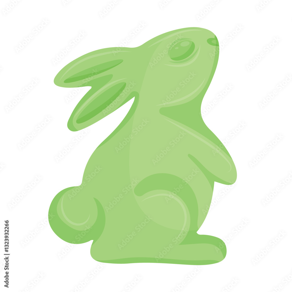 Naklejka premium simple icon of a green jelly bunny standing on its hind legs, for various Easter decorations and designs