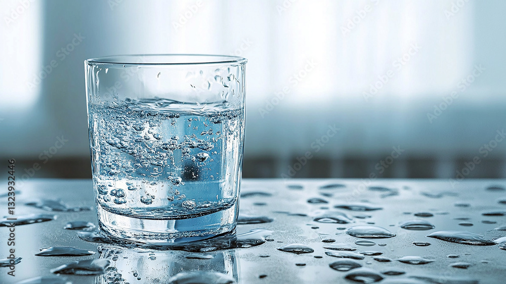 glass filled with water on table glass filled with water on table