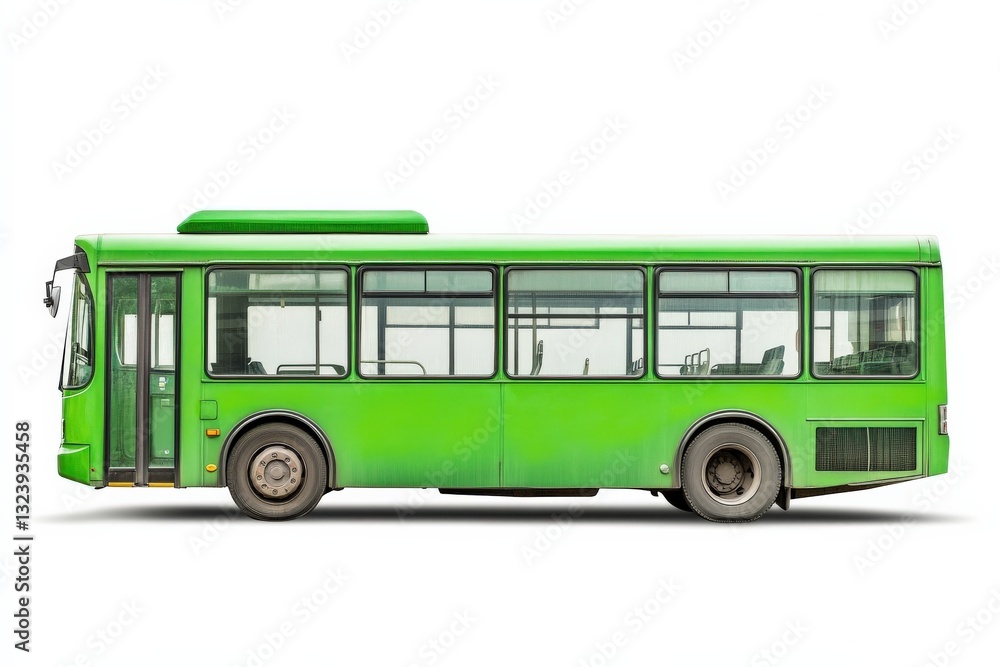 Green Bus on White Background for Transportation and Public Transit Green Bus on White Background for Transportation and Public Transit