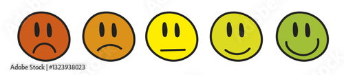 Icon Bewertung, Smiley Gesichter Vektorillustration isoliert Emoji Gesichter Sammlung. handgezeichneter Stil, Emoticons-Set, 