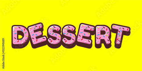 Donut typography font effect  illustration with background yellow