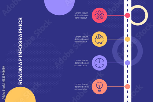 Vertical Business Roadmap Infographic with Step-by-Step Milestones
