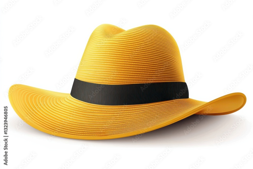Bright yellow straw hat resting on a wooden table under the warm afternoon sunlight isolated on transparent background Bright yellow straw hat resting on a wooden table under the warm afternoon sunlight isolated on transparent background