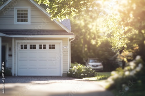 Sunny suburban home exterior
