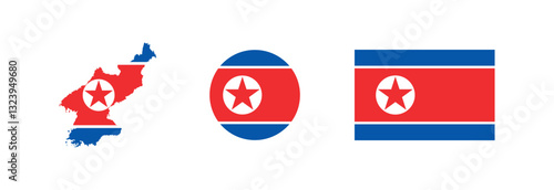 Vector North Korea National Flag icon collection. Flag set of North Korea various styles. Free Download Vector North Korea National Flag icon collection. Flag set of North Korea various styles. - GFXLoad