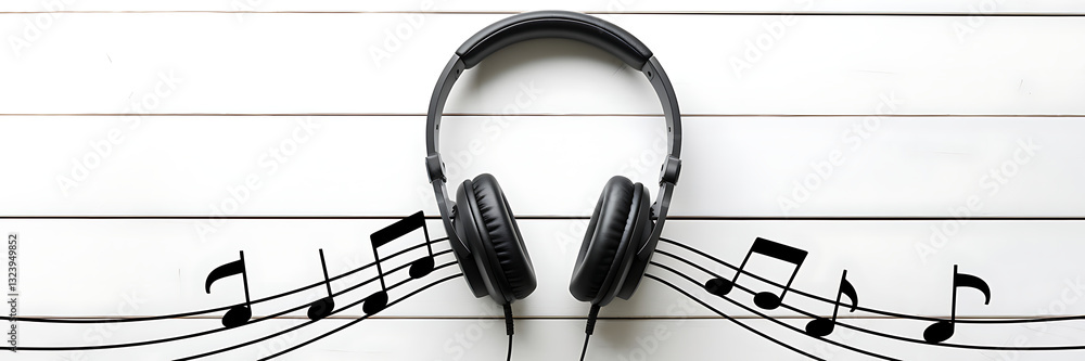 Sleek Black Over-Ear Headphones with Coiled Cable on White Wooden Surface, black headphones, over-ear headphones, studio headphones, professional headphones, high-quality audio, wired headphones, Sleek Black Over-Ear Headphones with Coiled Cable on White Wooden Surface, black headphones, over-ear headphones, studio headphones, professional headphones, high-quality audio, wired headphones,