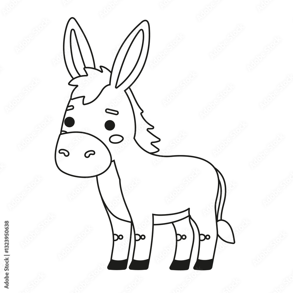 Cute cartoon donkey coloring page Cute cartoon donkey coloring page
