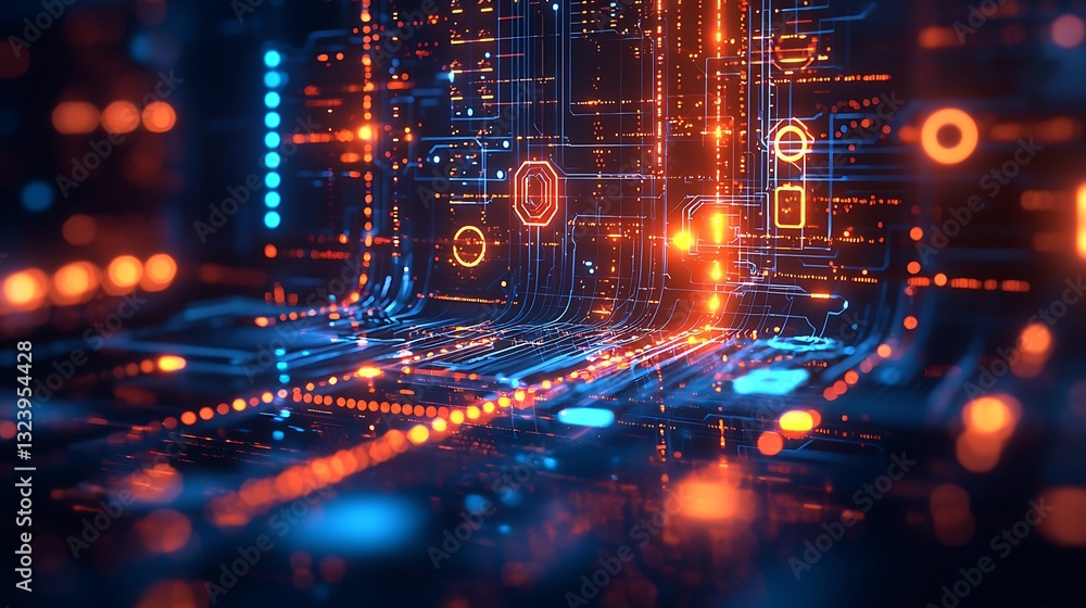 Obraz premium Abstract Digital Network Circuit Board Technology Background