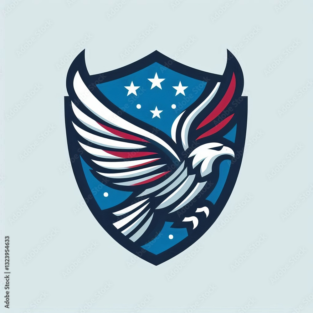 Fototapeta premium Vector Emblem Eagle: Stylized Illustration Shield Style Logo 