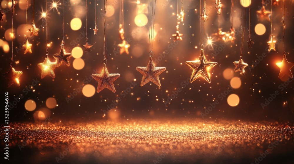 Obraz premium Sparkling Golden Stars Background