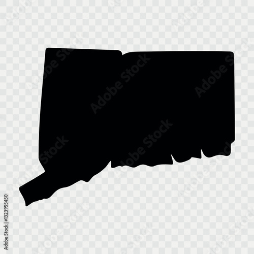 Connecticut Map Black, State Border, United States, US America, Transparent Isolated, Variations. High detailed vector map - Connecticut. Vector icon