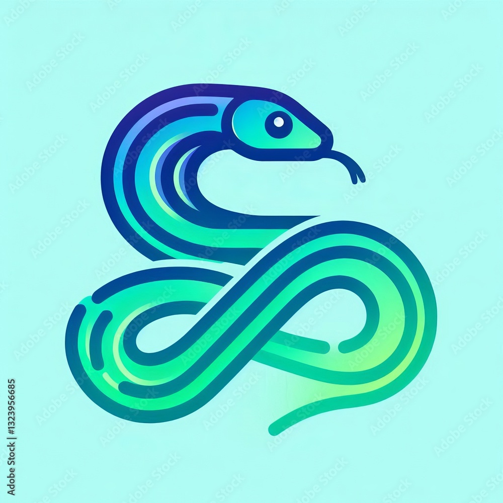 Naklejka premium Gradient Line Art Snake: Stylized Illustration Gradient Line Style