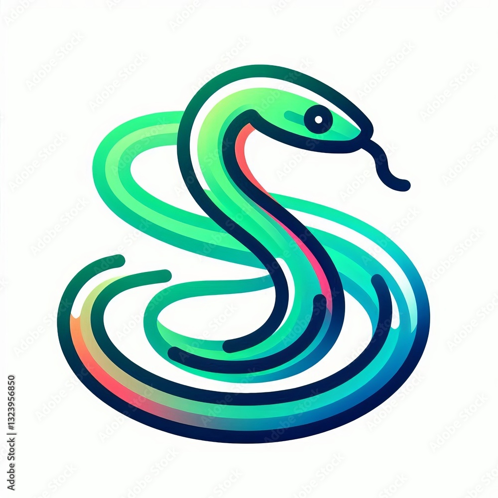Fototapeta premium Gradient Line Art Snake: Stylized Illustration Gradient Line Style 