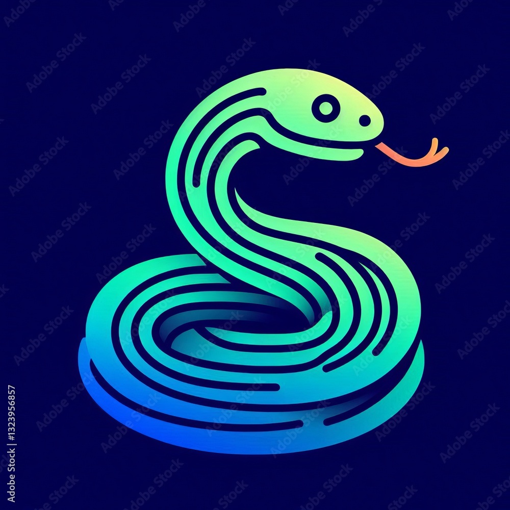 Naklejka premium Gradient Line Art Snake: Stylized Illustration Gradient Line Style