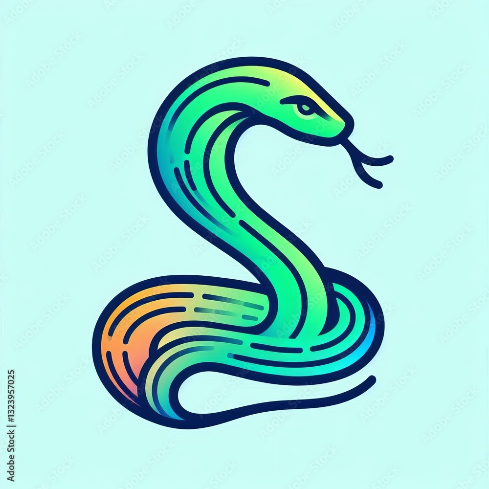 Fototapeta premium Gradient Line Art Snake: Stylized Illustration Gradient Line Style 