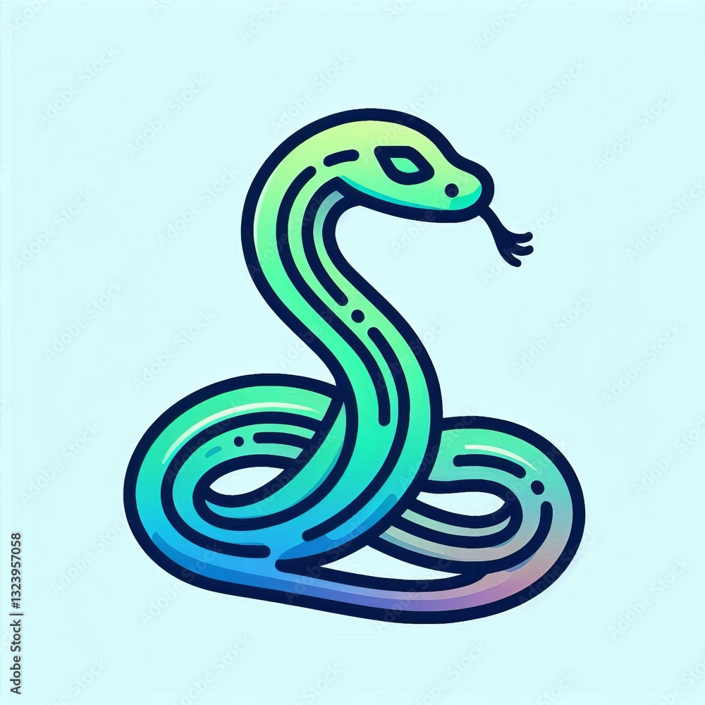 Naklejka premium Gradient Line Art Snake: Stylized Illustration Gradient Line Style 