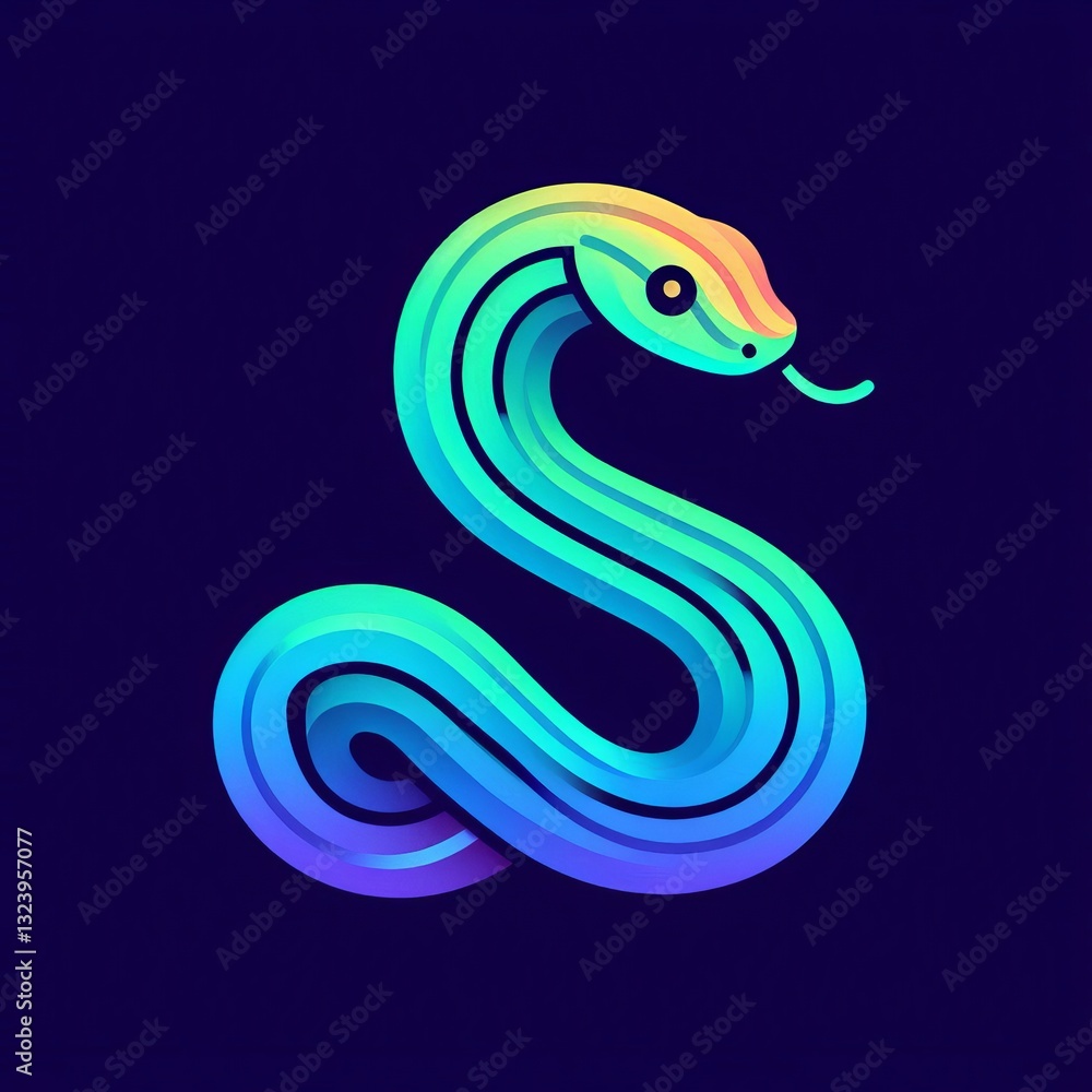 Naklejka premium Gradient Line Art Snake: Stylized Illustration Gradient Line Style