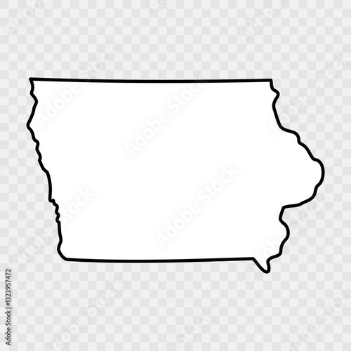 Iowa Map Black, State Border, United States, US America, Transparent Isolated, Variations. High detailed vector map - Iowa. Vector icon