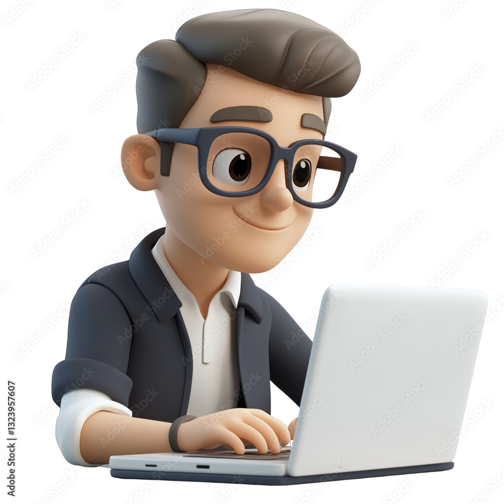 Businessman working on laptop