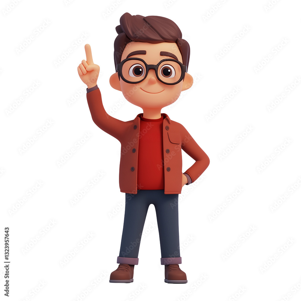 Happy startup founder pointing up