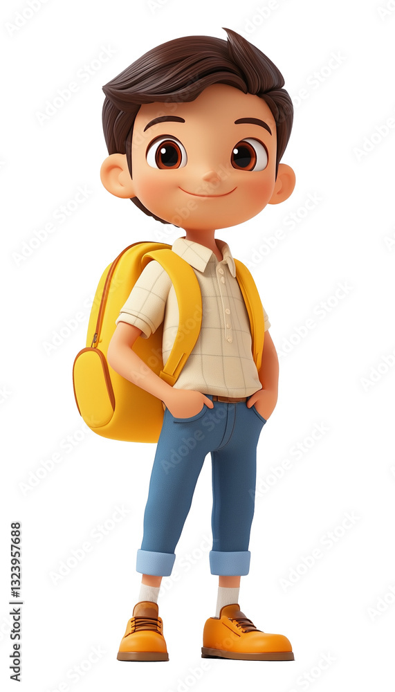 Smiling schoolboy with backpack