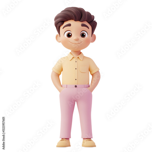 Obraz na płótnie Casual cartoon man in pink shirt w salonie