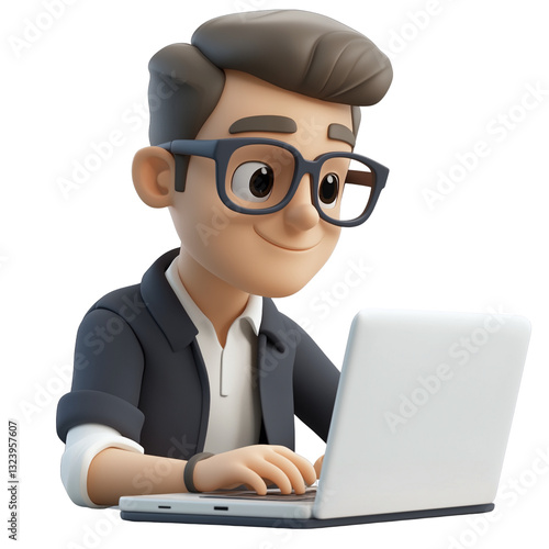Businessman working on laptop
