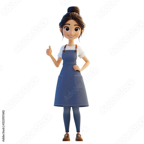 Obraz na płótnie Smiling cartoon woman in apron w salonie