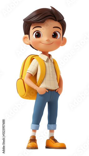 Obraz na płótnie Smiling schoolboy with backpack w salonie