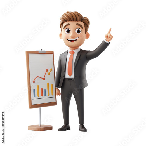 Obraz na płótnie Cartoon businessman presenting a chart w salonie