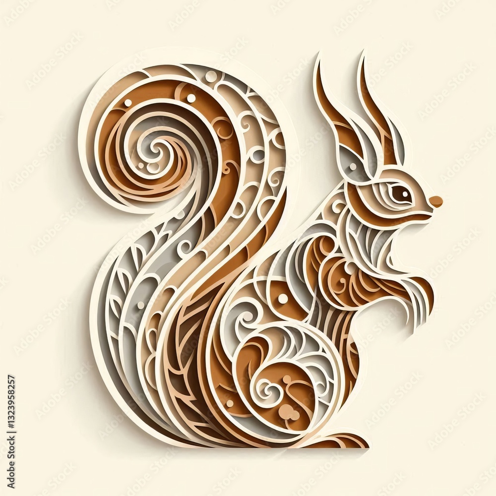 Paper Cut Squirrel: Stylized Illustration Paper Cut Technique Paper Cut Squirrel: Stylized Illustration Paper Cut Technique