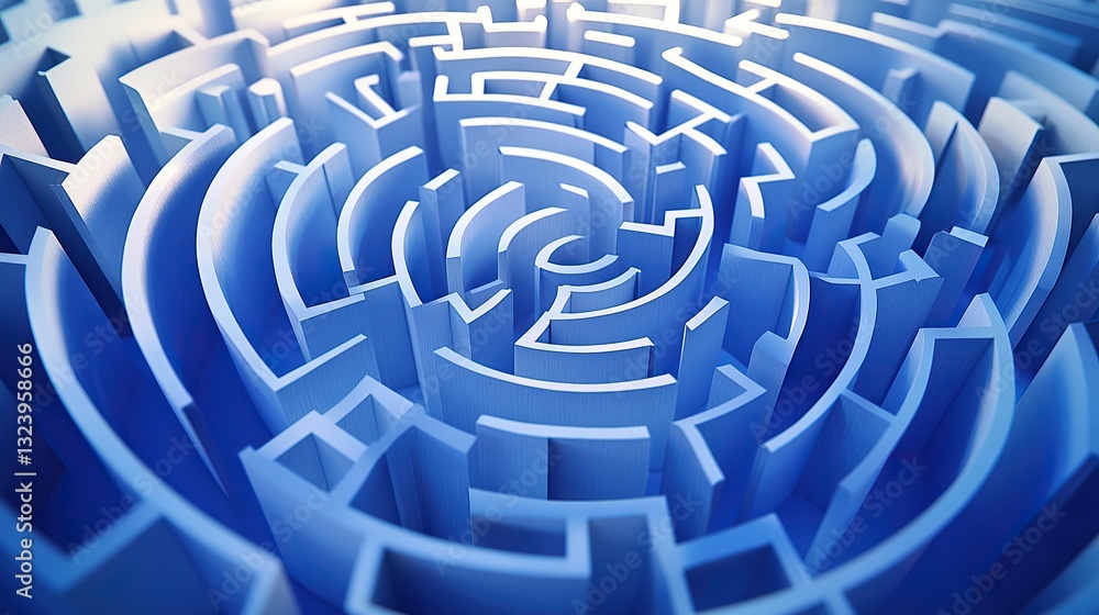 A maze-like labyrinth design created entirely from meticulously arranged paper cut-outs A maze-like labyrinth design created entirely from meticulously arranged paper cut-outs