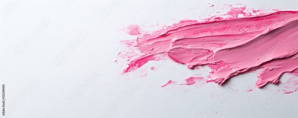 A vibrant swath of pink cosmetic pigment on white surface A vibrant swath of pink cosmetic pigment on white surface