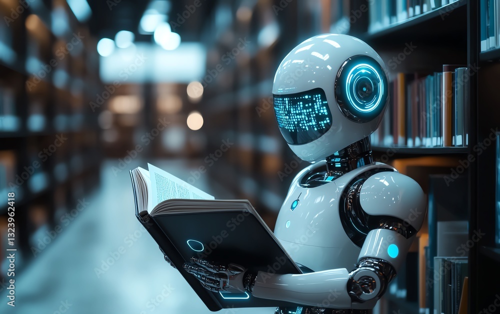 Robot reading a book