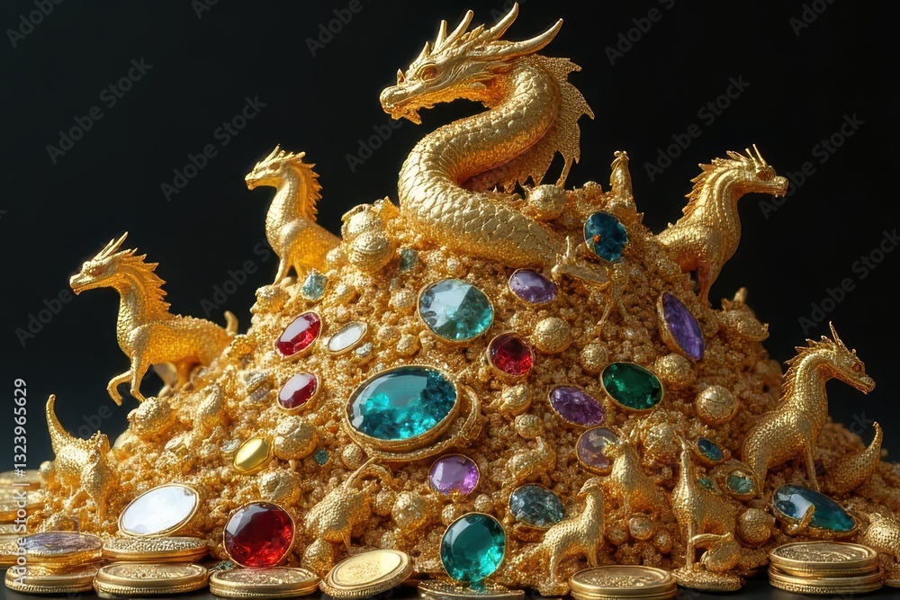 Fototapeta premium Wealthy Dragon Treasures