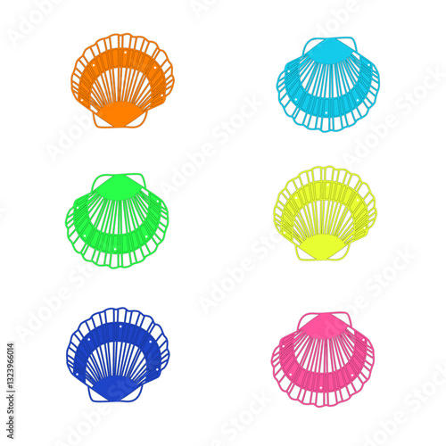 Conjunto de conchas marinas multicolores