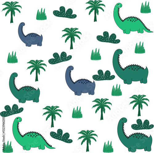 seamless pattern with dinosaurs
