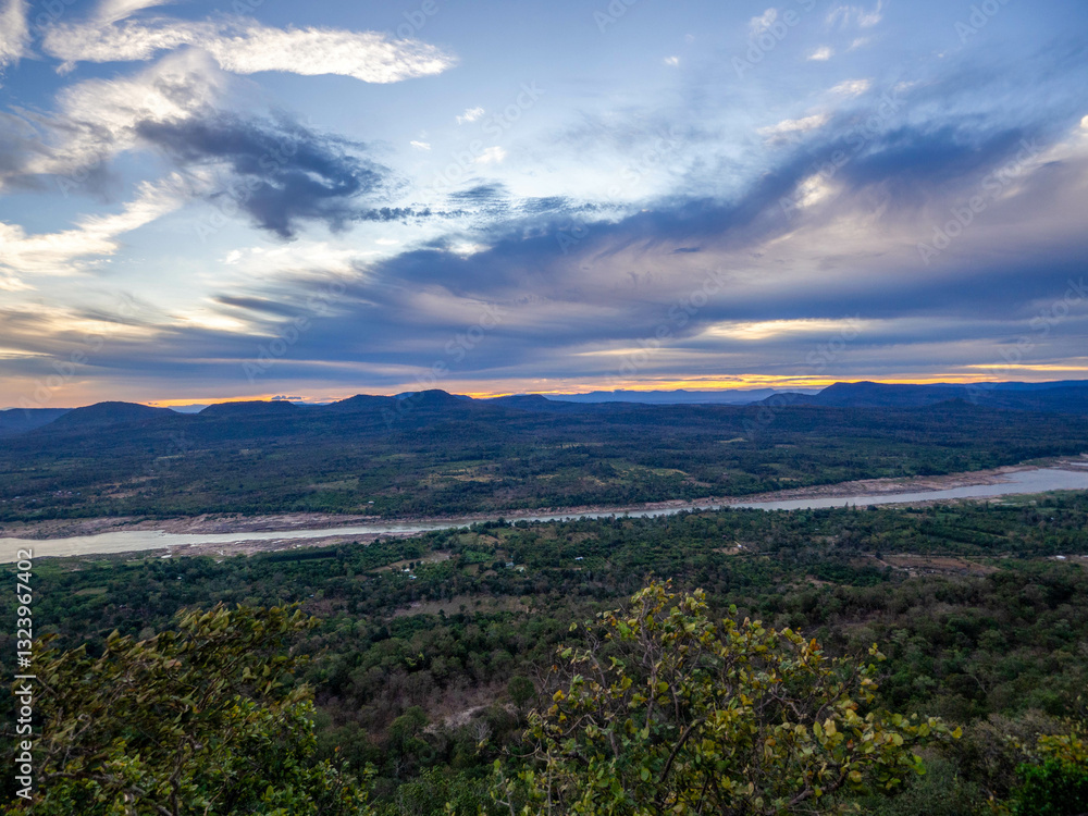 The beautiful sky with river separator between land. The beautiful sky with river separator between land.
