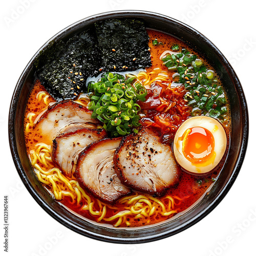 A Bowl of Japanese Ramen Savory Noodle Soup Isolated on Transparent Background