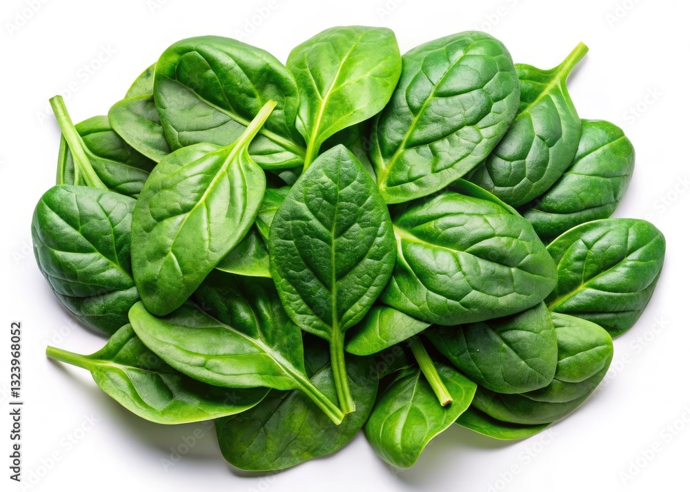 Crisp spinach leaves, perfectly isolated on a pure white backdrop. High-resolution image ideal for web and print. Crisp spinach leaves, perfectly isolated on a pure white backdrop. High-resolution image ideal for web and print.