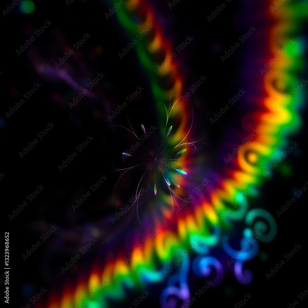 Blurred rainbow refraction overlay effect. Light lens prism effect on black background. Holographic reflection, crystal flare leak shadow overlay. Blurred rainbow refraction overlay effect. Light lens prism effect on black background. Holographic reflection, crystal flare leak shadow overlay.