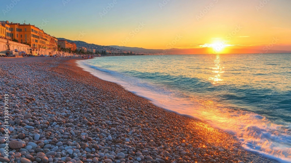 Naklejka premium Nice France Sunset Beach
