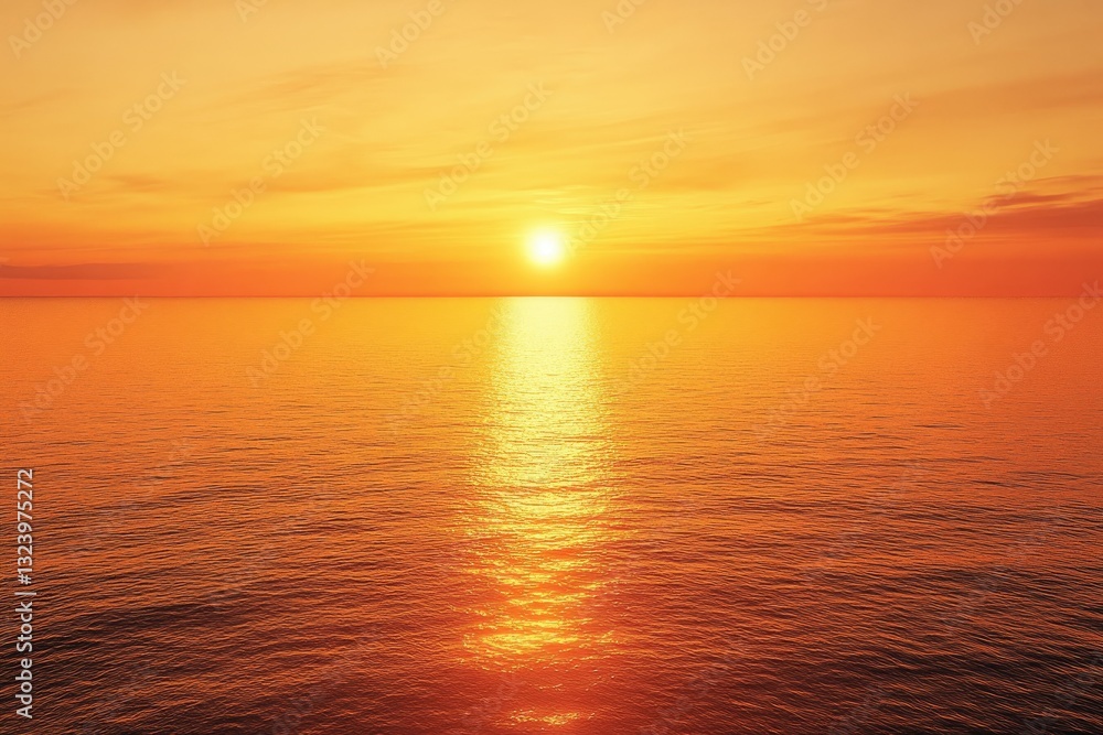 Naklejka premium Golden Sunset Over Calm Water