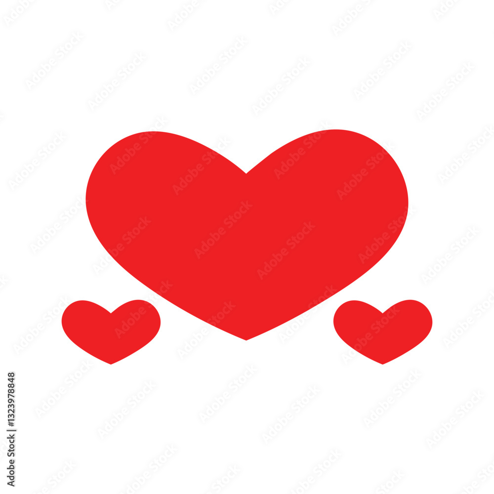 Red Hearts Love Icon - Symbol of Affection Vector Design Red Hearts Love Icon - Symbol of Affection Vector Design