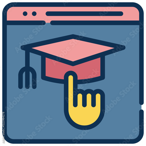 graduate education media online elearning lessons filled outline icon