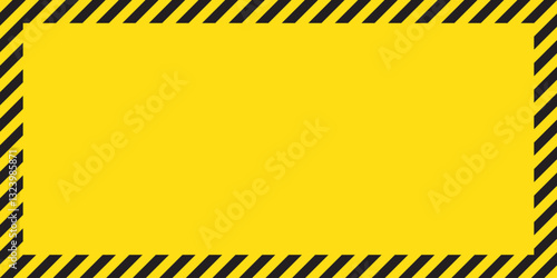 warning striped rectangular background, yellow and black stripes on the diagonal, warning to be careful potential danger vector template sign border yellow and black color Construction warning border.