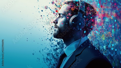 Wallpaper Mural Professional Man Enjoying Music with Headphones Torontodigital.ca