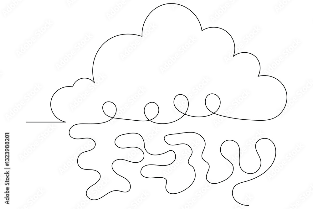 cloud one line art of isolated outline vector drawing illustration cloud one line art of isolated outline vector drawing illustration