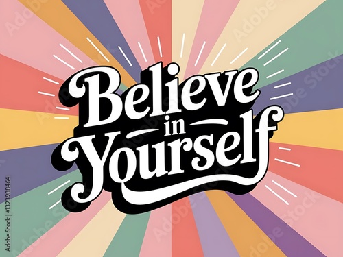 Wallpaper Mural Believe in Yourself Typography and Colorful Background Motivational Quote T-shirt Design Illustration ,Typography Torontodigital.ca