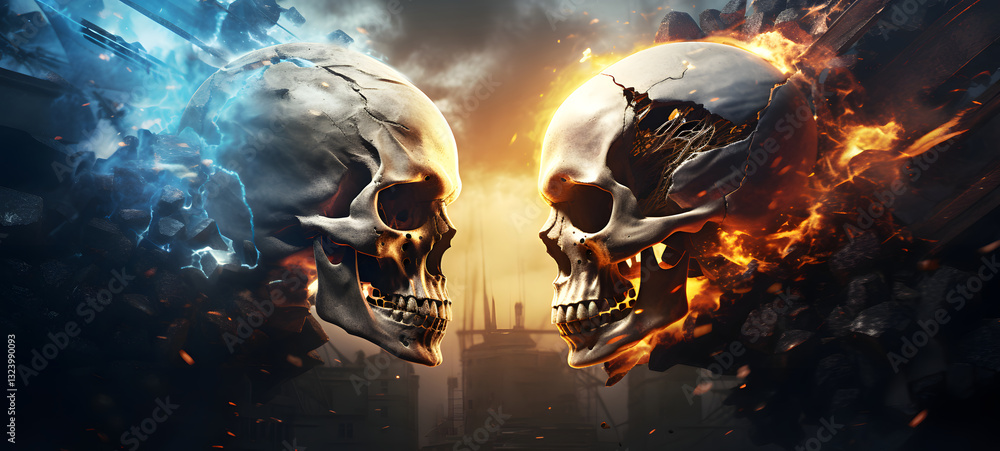 Obraz premium epic skull battle, ai generative